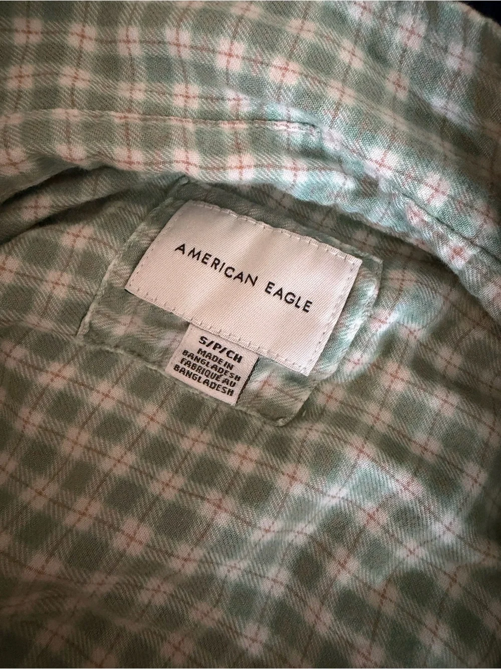 Light Green Plaid Button-Up Shirt